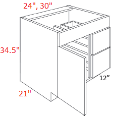 M43-V3021D-R Milano Seaside Assembled Vanity Sink Base cabinet