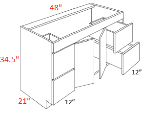 ML19-V4821DD Matrix Greystone Assembled Vanity Sink Base cabinet