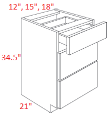 V10-VDB15 Versailles White Assembled Vanity Drawer Base cabinet