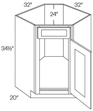 NB202-CSB36 Newport Bourbon Assembled 36" Corner Sink Base Cabinet