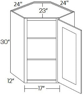 SB102-CW2430 Sydney Linen Assembled 24x30 Wall Diagonal Corner Cabinet