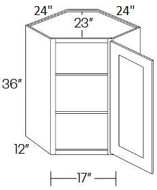 NB202-CW2436 Newport Bourbon Assembled 24x36 Wall Diagonal Corner Cabinet