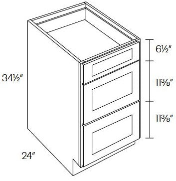 SB10-DB24 Sydney White Assembled 24" Drawer Base Cabinet