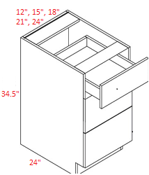 VTY-3DB24 Euro Yellow Oak RTA 24" Drawer Base Cabinet
