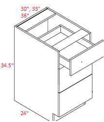 VTM-3DB36 Euro Medium Oak RTA 36" Drawer Base Cabinet