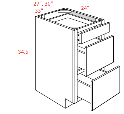 FB27-DB33 Fashion Ocean Blue Assembled 33" Drawer Base Cabinet