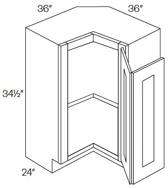 NB202-ER36 Newport Bourbon Assembled 36" Easy Reach Corner Cabinet