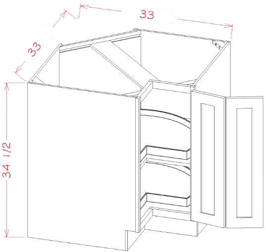 ASG-LSB33 Highland Grey Assembled 33" Corner Base Cabinet