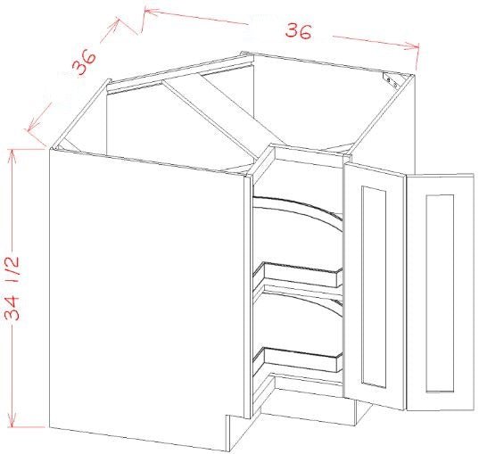 AHD-LSB36 Oxford Sage Assembled 36" Corner Base Cabinet