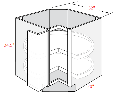 EB27-CAR36 Elegant Ocean Assembled 36" Corner Base Cabinet