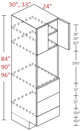BMM604-OV3084 Broadway Graphite Assembled 30x84 Oven Cabinet
