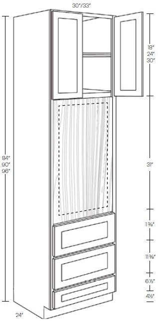 EB27-OV3084 Elegant Ocean Assembled Single 30x84 Oven Cabinet