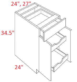 M43-B24-POS2 Milano Seaside Assembled 24" Base Cabinet With Roll Outs