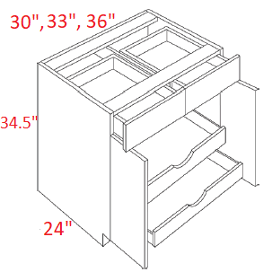 BMM653-B33-POS2 Broadway Coastal Assembled 33" Base Cabinet With Roll Outs