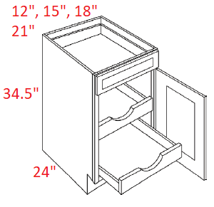 EB22-B15-POS2 Elegant Dove Assembled 15" Base Cabinet With Roll Outs