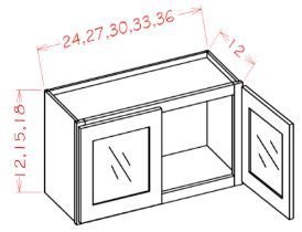 AOM-W2718GD Oxford Mist Assembled 27x18 Wall Cabinet - Prepped For Glass, Finished Matching Interior