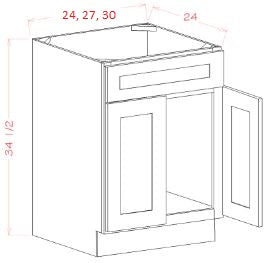 AAIR-SB27B Amesbury Ivory Shaker Assembled 27" Sink Base Cabinet