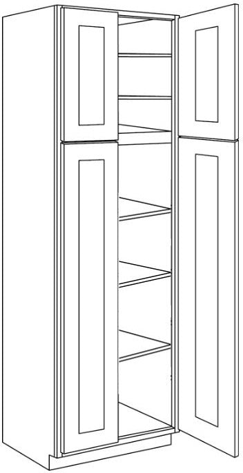 L03-UC3024X84 Luxor Misty Grey RTA 30X84 Pantry Cabinet