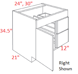 BMM654-V3021D-R Broadway Driftwood Assembled Vanity Sink Base cabinet