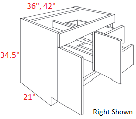 MPM404-V3621D-L Milano Pine Assembled Vanity Sink Base cabinet