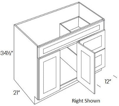 NB202-V4221D-L Newport Bourbon Assembled Vanity Sink Base cabinet