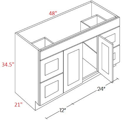 L10-V4821DD Luxor White RTA Vanity Sink Base cabinet