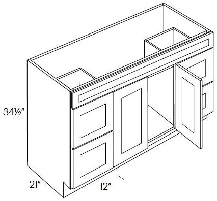 NB107-V4821DD Newport Evergreen Assembled Vanity Sink Base cabinet