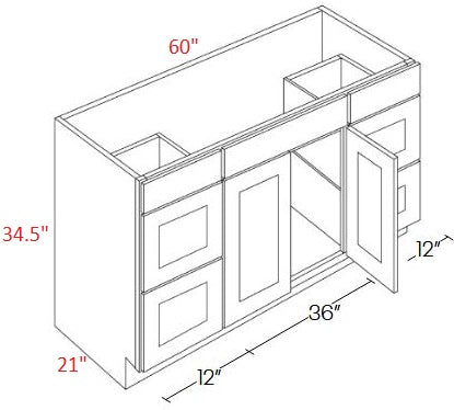 L10-V6021D Luxor White RTA Vanity Sink Base cabinet