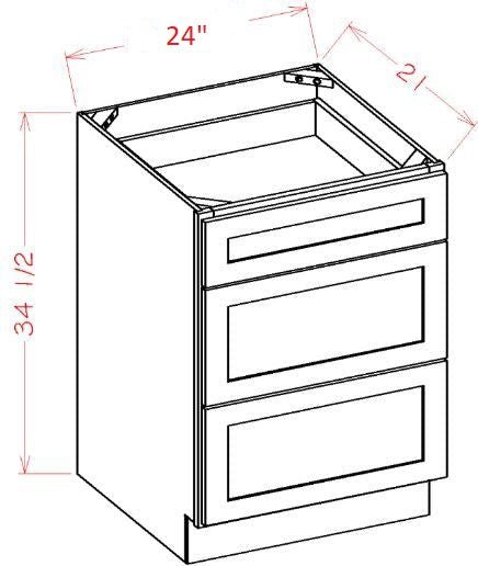 ASG-3VDB24 Highland Grey Assembled Vanity Drawer Base cabinet