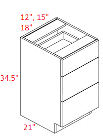 VTY-VDB12 Euro Yellow Oak RTA Vanity Drawer Base cabinet