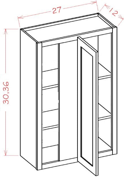 UBR-WBC2730 Upton Brown Recessed RTA Wall Blind Corner Cabinet