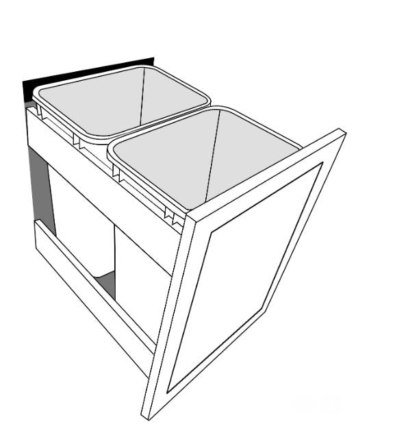 JSG-B18TRASH Sterling Gray RTA 18" Soft Close Trash Base Cabinet