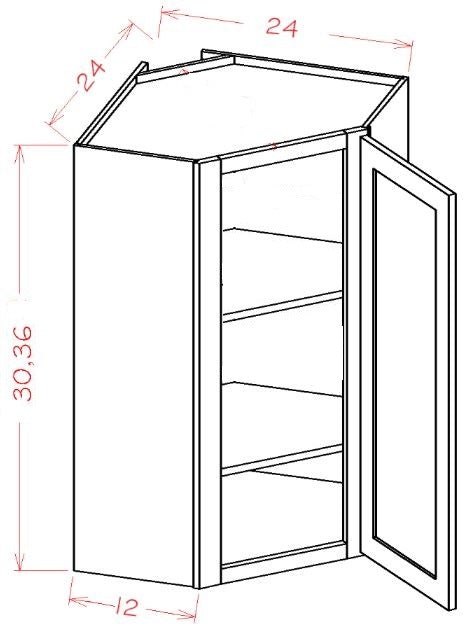 AKED-WDC2436 Essex Driftwood Assembled 24x36 Wall Diagonal Corner Cabinet