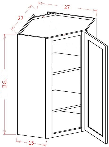 AKE-WDC2736 Essex White Assembled 27x36 Wall Diagonal Corner Cabinet