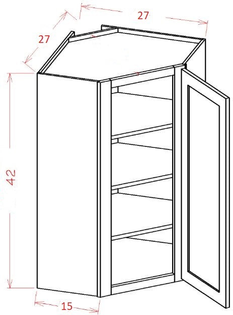 AKE-WDC2742 Essex White Assembled 27x42 Wall Diagonal Corner Cabinet