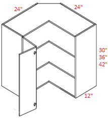VTM-WER2442 Euro Medium Oak RTA 24x42 Wall Square Corner Cabinet