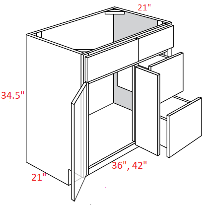AL03-V3621D-R Luxor Misty Grey RTA Vanity Sink Base cabinet