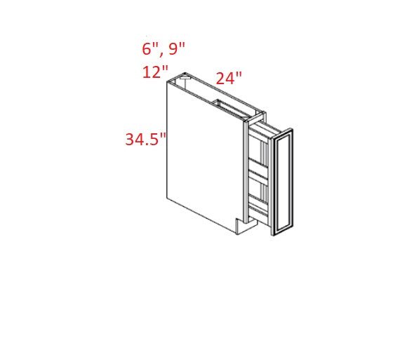 SO-BSR06 Sterling White RTA 6" Spice Base Cabinet