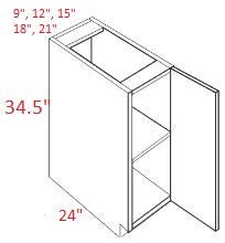 M41-B21-FH Polar Grey Assembled 21" Base Cabinet