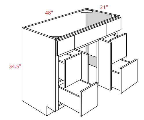 VE-V4821D Essex White RTA Vanity Sink Base cabinet