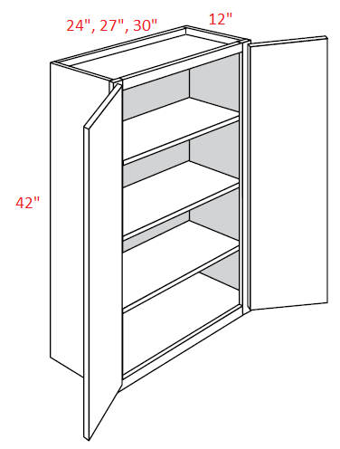 L03-2742 Luxor Misty Grey RTA 27x42 Wall Cabinet