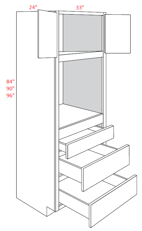 AMR-OC3384 Amesbury Mist Recessed RTA 33x84 Oven Cabinet