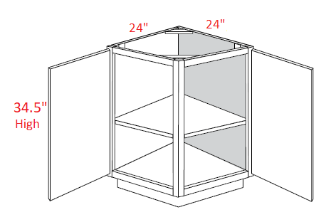 EB02-BEC24 Elegant Smokey Gray Assembled 24" Angle Base Cabinet