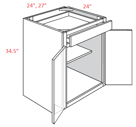 EB10-B27 Elegant White Assembled 27" Base Cabinet