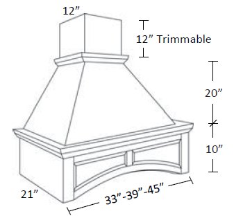 EB27-WHA36/39 Elegant Ocean Decorative Arched Hood