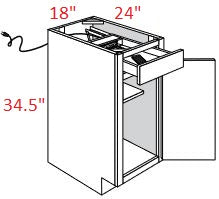 AWR-B18CHGDR18 Amesbury White Shaker RTA 18" Base Charging Cabinet