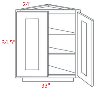 EB22-BECS24 Elegant Dove Assembled 24" Angle Base Cabinet