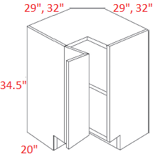 ML18-BSQC36 Matrix Silver Assembled 36"Easy Reach Corner Cabinet