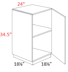 M40-BEC24 Polar White Assembled 24" Angle Base Cabinet