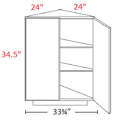 M40-BECS24 Polar White Assembled 24" Angle Base Cabinet